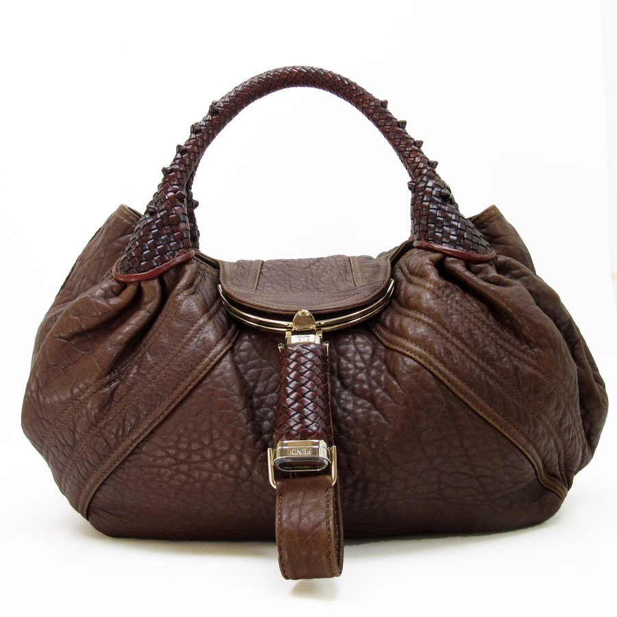 Auth FENDI Spy Bag Handbag Brown/Goldtone Leather 8BR511 - 85061 | eBay