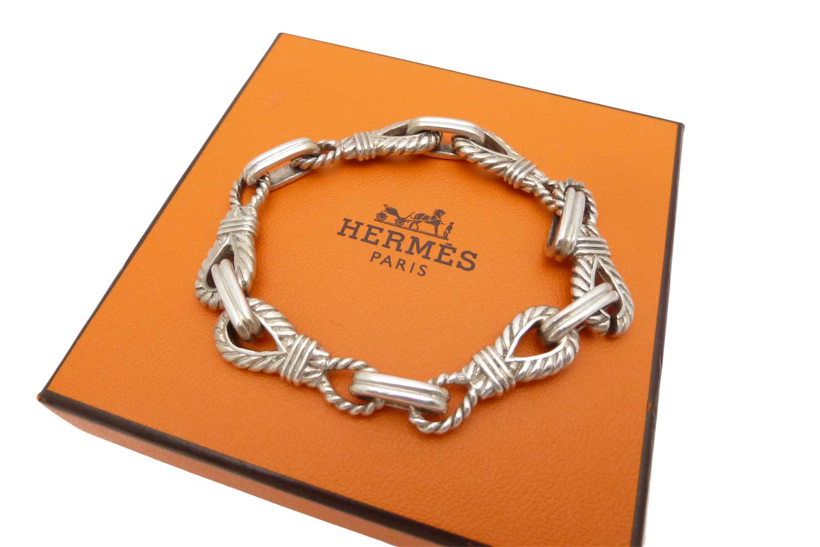 Auth HERMES Rope Twist Links Bracelet Silver w/ box e11429 eBay