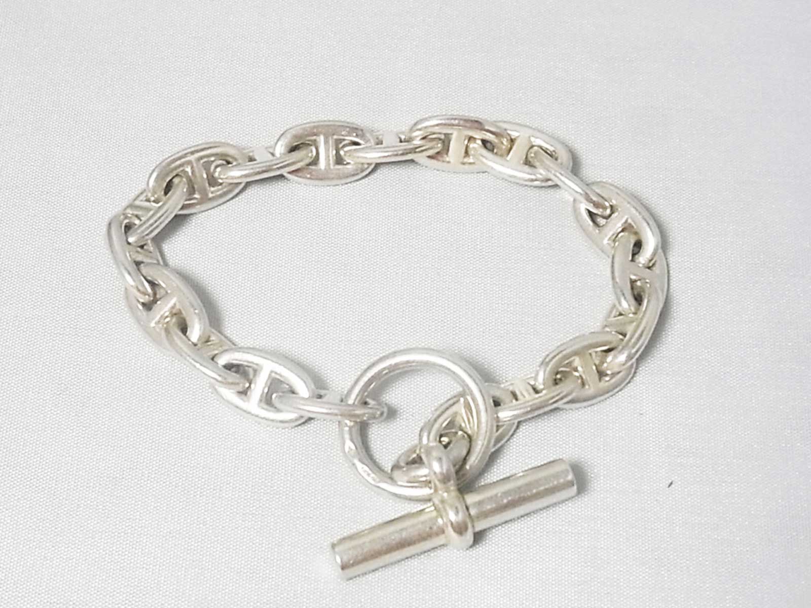 Auth HERMES Chaine D'Ancre 19 Links Toggle Bracelet Sterling Silver 925