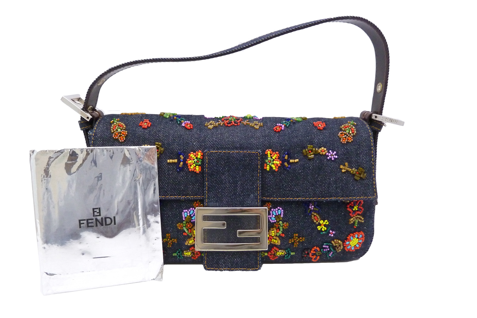 Auth FENDI Beaded Baguette Shoulder Bag Blue Multicolor Denim Beads - e11547 | eBay