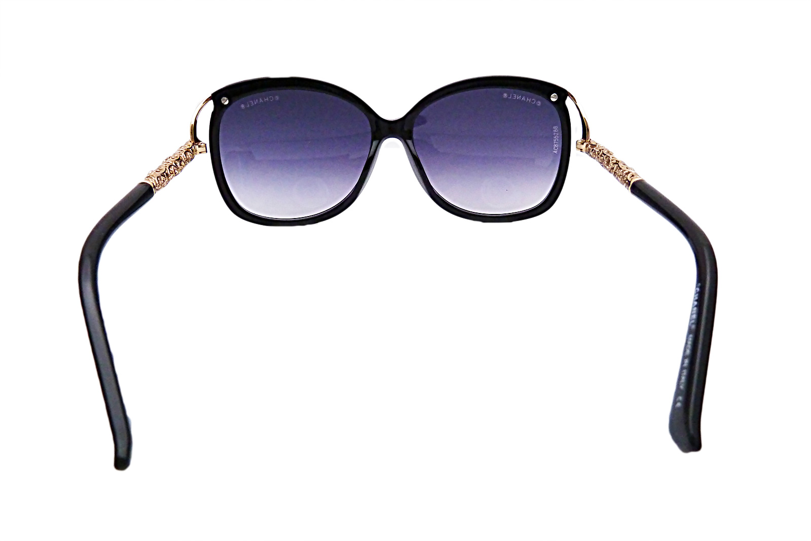 Auth Chanel CC Logo Sunglasses Black Pink Gold Frame ...