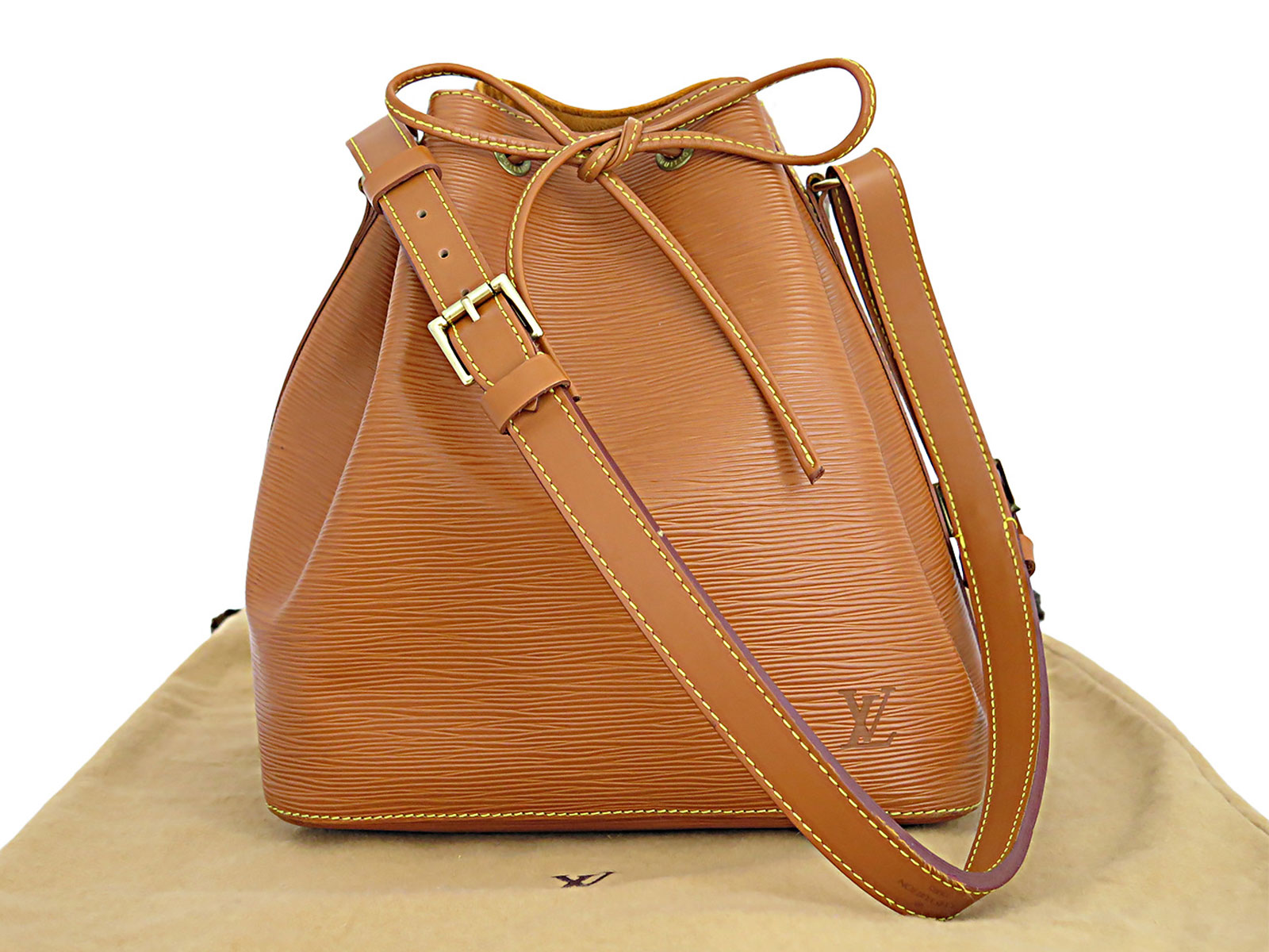 Auth Louis Vuitton Epi Petit Noe Shoulder Bag Kenyan Brown Goldtone - e13299