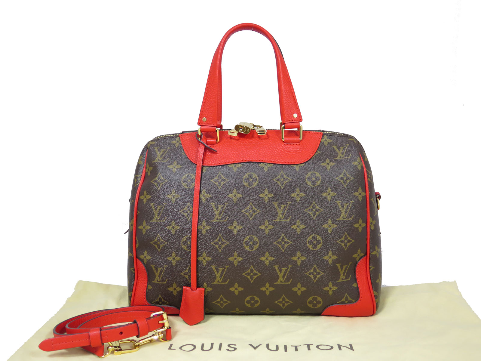 Auth Louis Vuitton Monogram Canvas Retiro Coquelicot Handbag Shoulder Bag e13604 | eBay