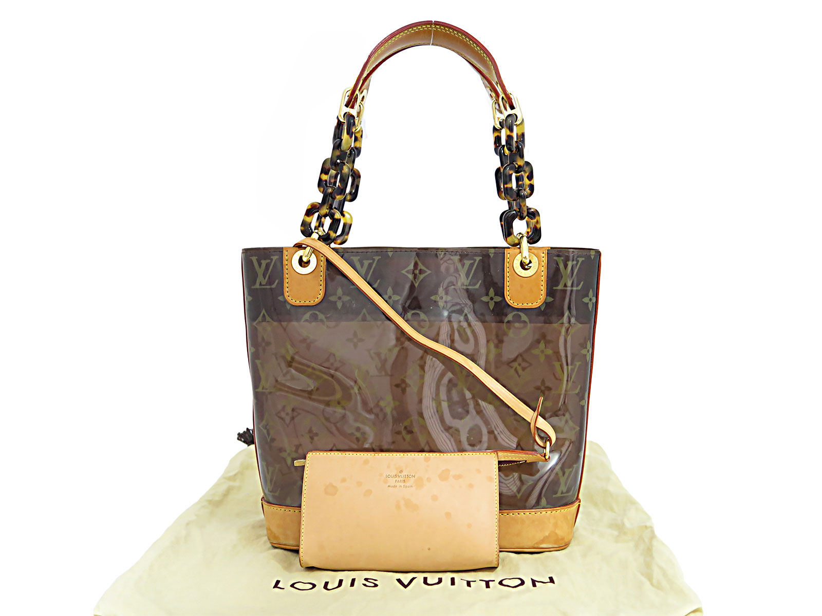 Auth Louis Vuitton Monogram Vinyl Cabas Ambre w/ Pouch Tote Bag Brown - e13944 | eBay
