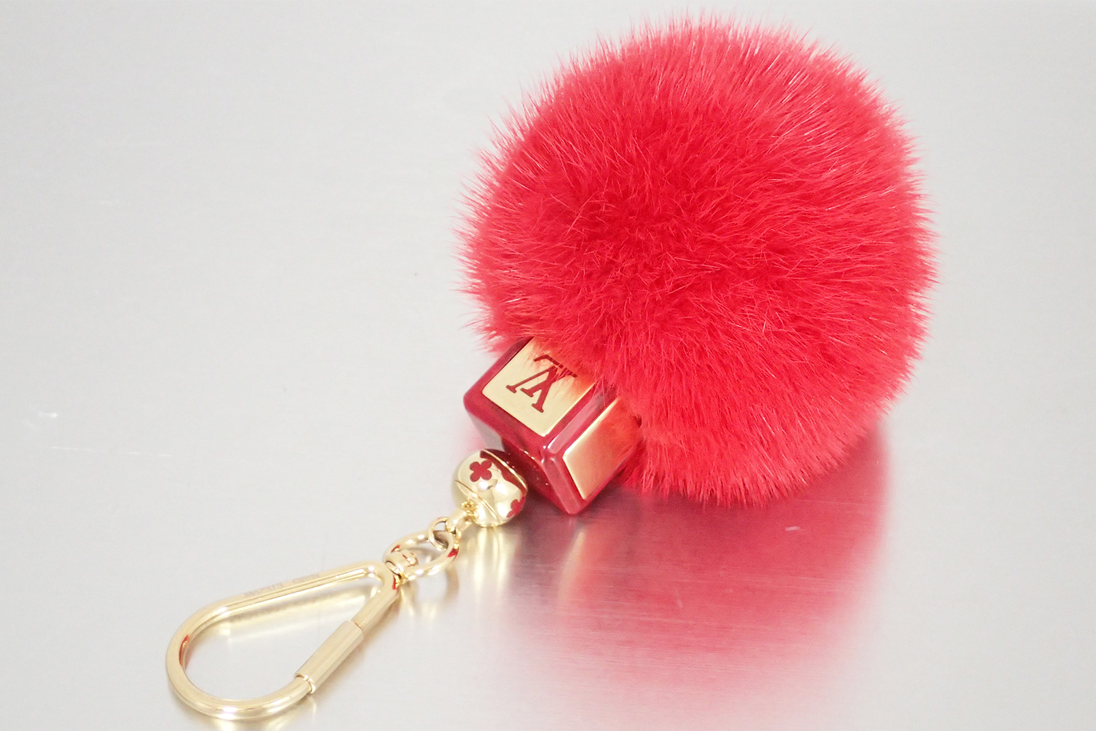 Auth Louis Vuitton Monogram Fluffy Bag Charm Fur Red/Gold w/ box - e15507 | eBay