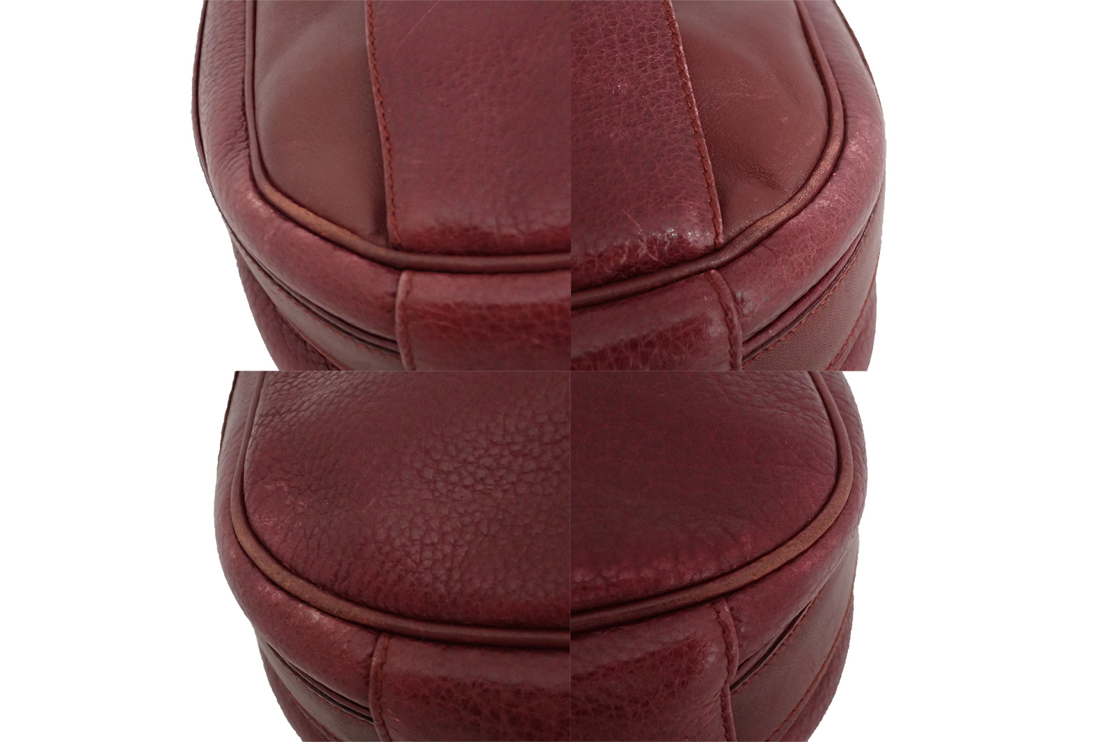 Auth Cartier Must De Cartier Shoulder Bag Burgundy Leather *Worn-out
