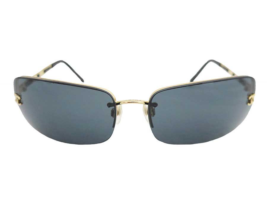 Auth CHANEL CC Logo Frameless Sunglasses Black Goldtone ...