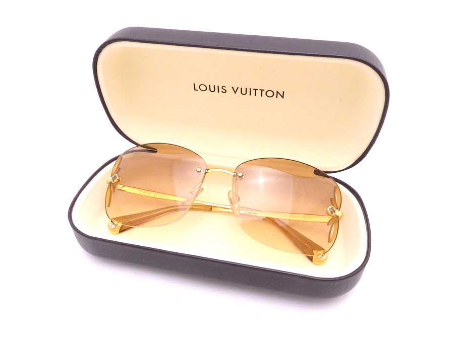 Auth Louis Vuitton Monogram Lily Frameless Sunglasses Brown Gradation - e29376