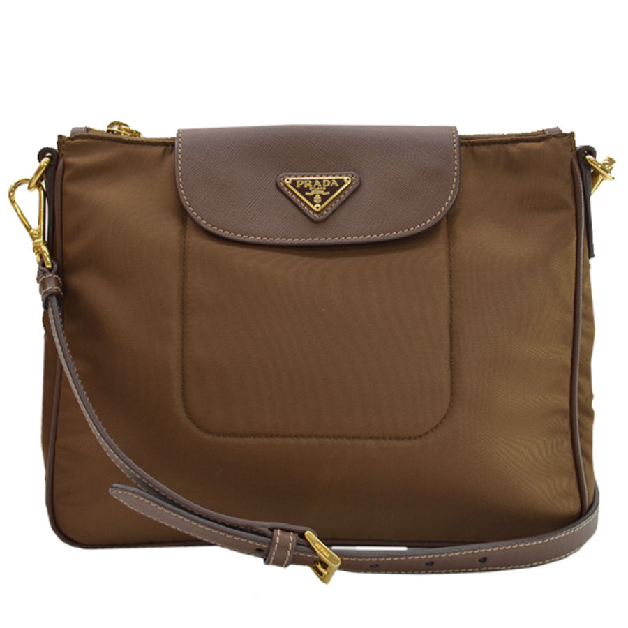 Prada Messenger Bag Brown Leather Purse