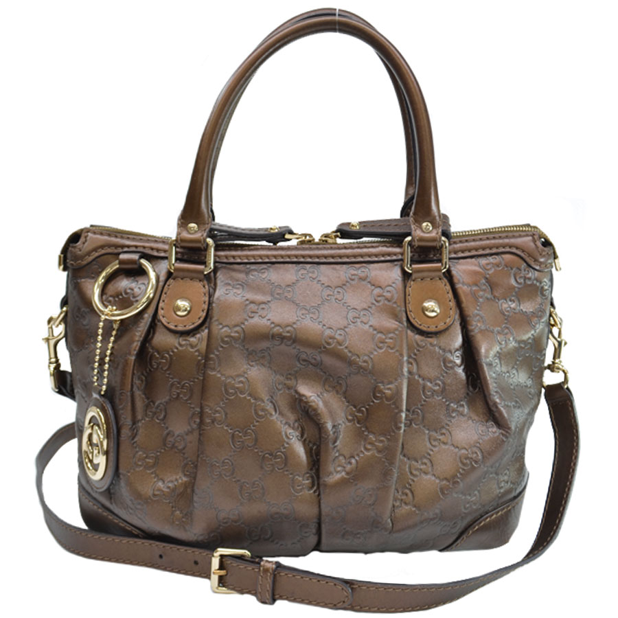 Auth GUCCI Guccissima Sukey 2-Way Handbag Shoulder Bag Brown Leather - 52099a | eBay