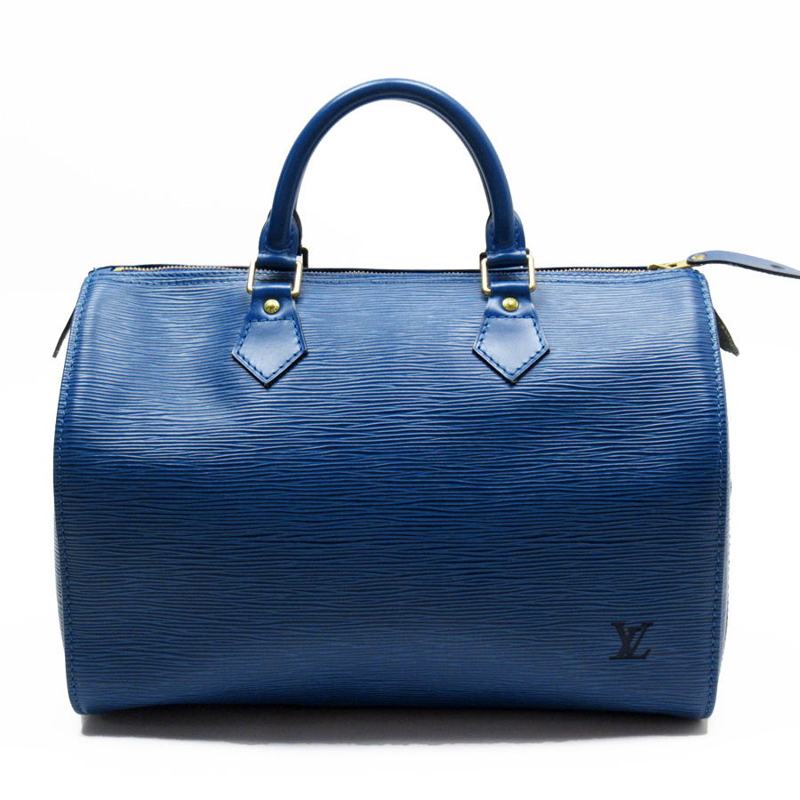 Auth Louis Vuitton Epi Speedy 30 Handbag Blue Epi Leather M43005