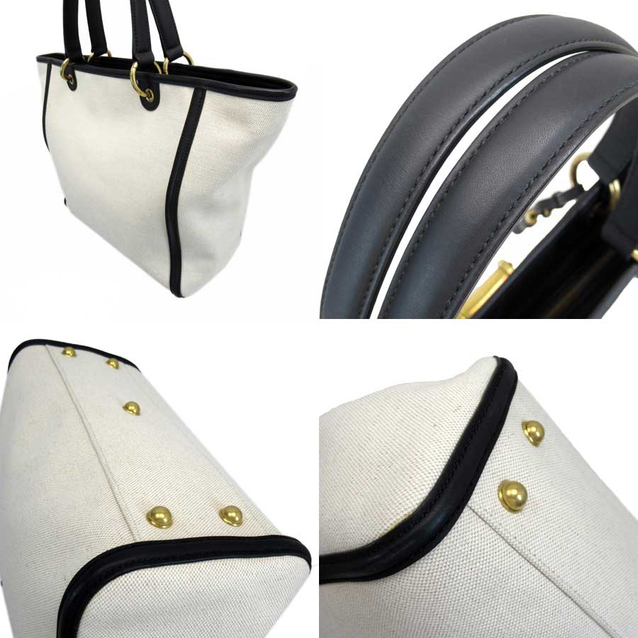 Auth GUCCI JAPAN Limited Handbag Off White/Black Canvas/Leather 309588 - 52298a | eBay