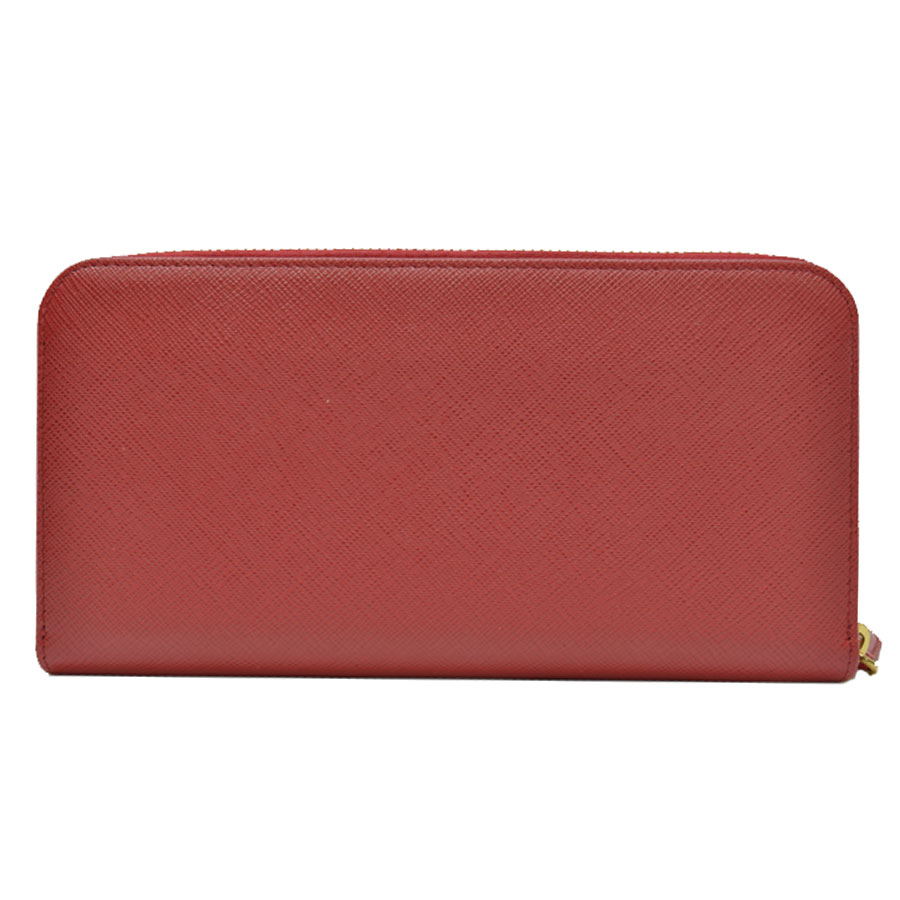 Auth PRADA SAFFIANO TRIANG Zip Around Long Wallet Red Leather 1ML506 -  53498g | eBay