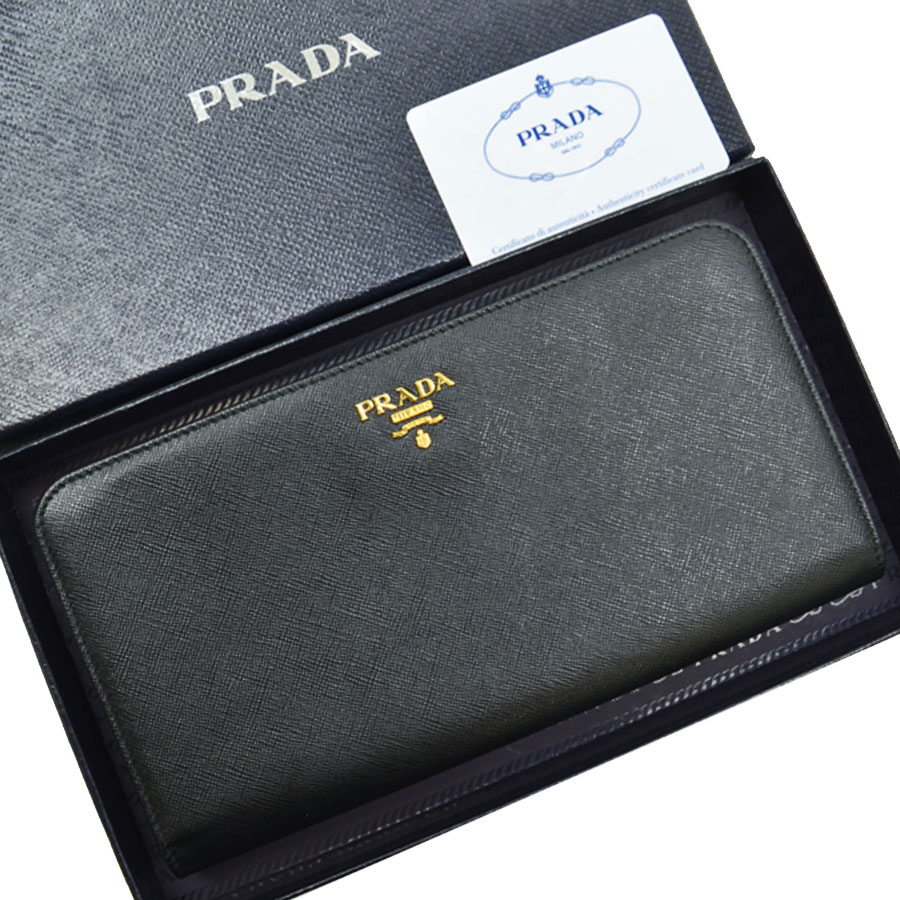 Auth PRADA SAFFIANO MULTIC Bifold Long Wallet Black Leather 1M1316 - 53724a