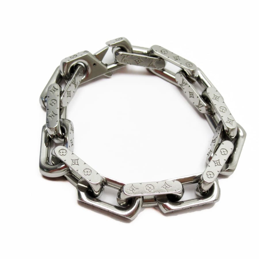 LOUIS VUITTON Monogram Chain Bracelet L Silver 593979