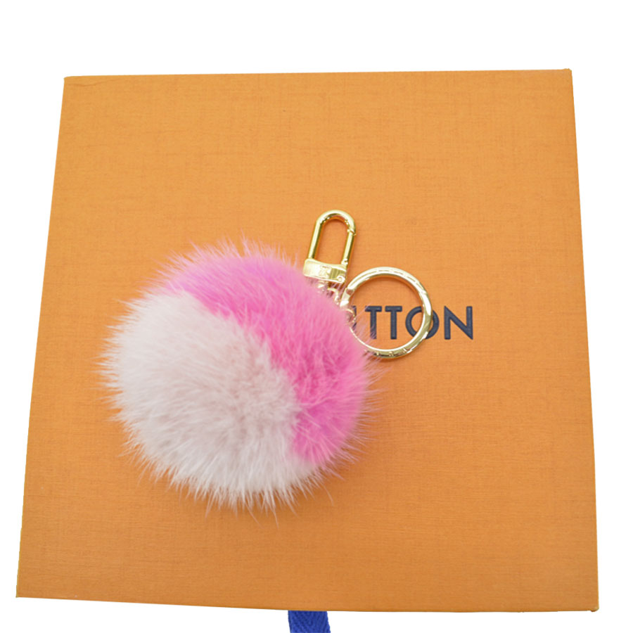 Auth-Louis-Vuitton-Fluo-Bubble-BB-Bag-Charm-Key-Ring-Pink-Gold-M78623-89795