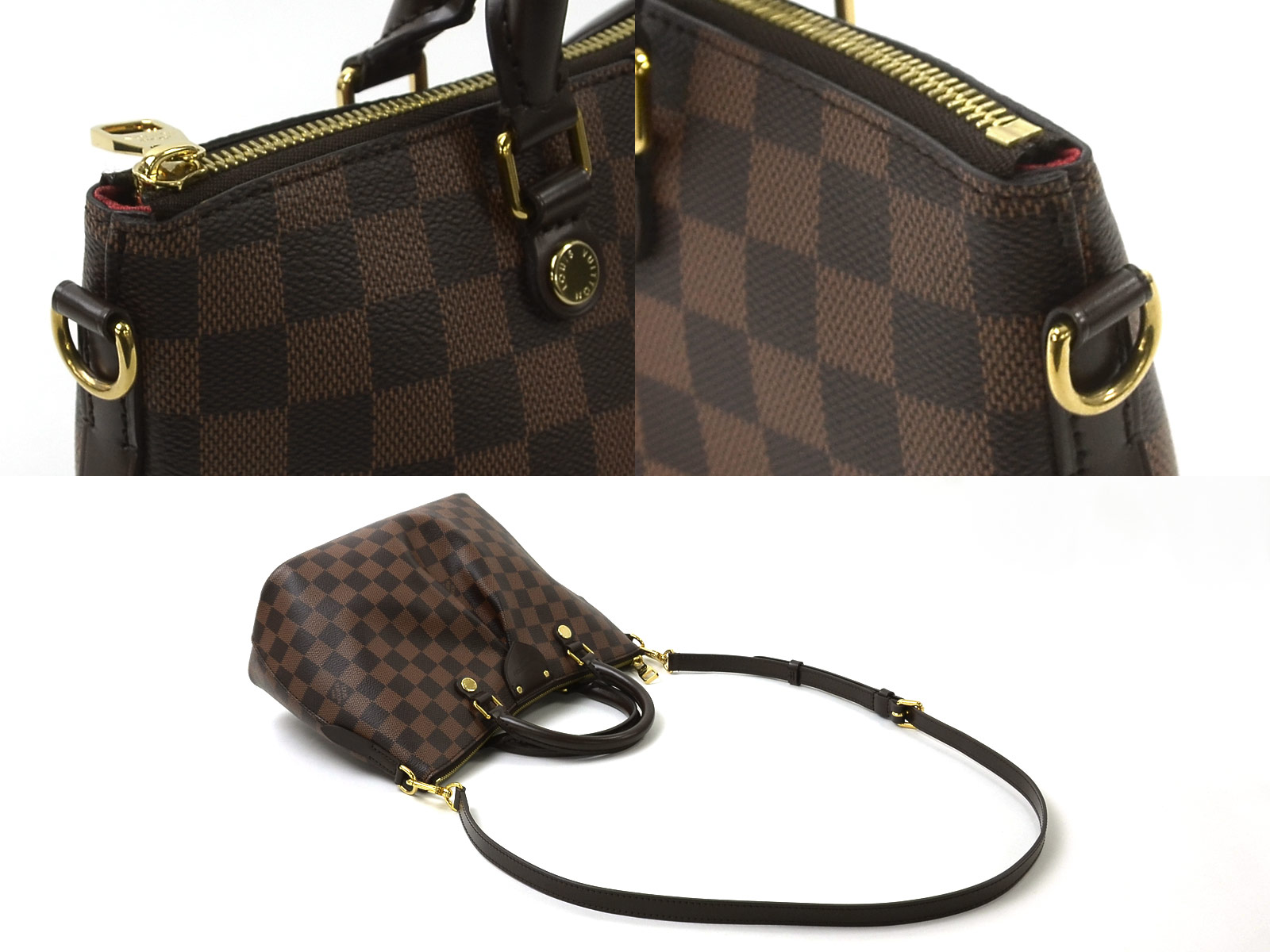 Auth Louis Vuitton Damier Ebene Siena PM 2-Way Handbag Shoulder Bag N41545 93912 | eBay