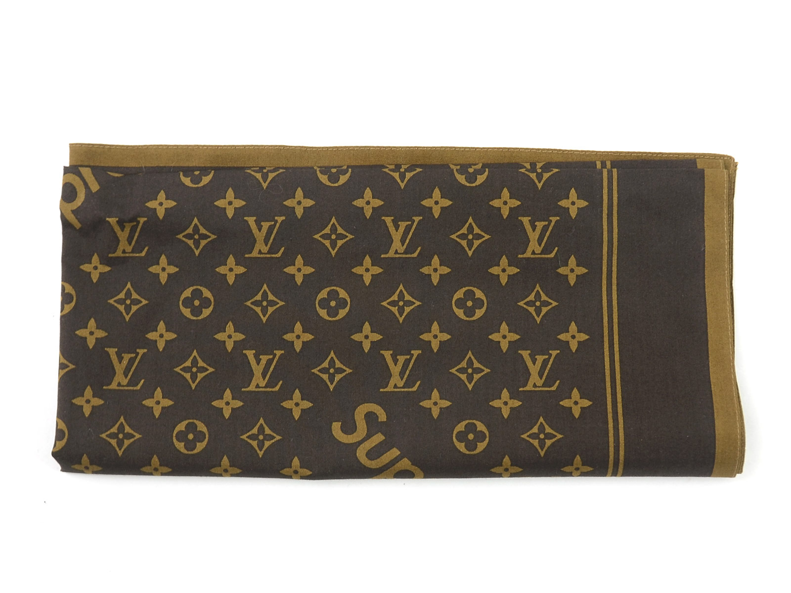 Auth Louis Vuitton Supreme Collab Monogram Bandana Scarf Brown 100% Cotton 96411 | eBay