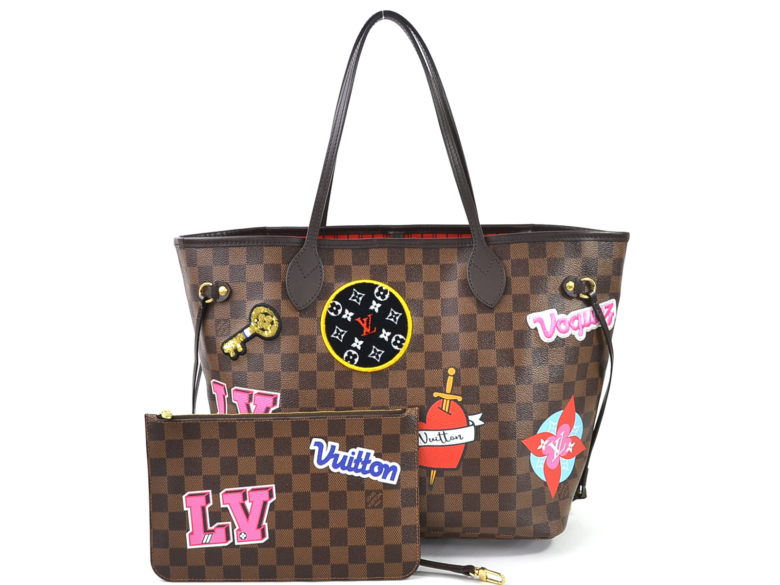 Auth Louis Vuitton Damier Neverfull MM Patches Tote Shoulder Bag N40049 - 97872c | eBay