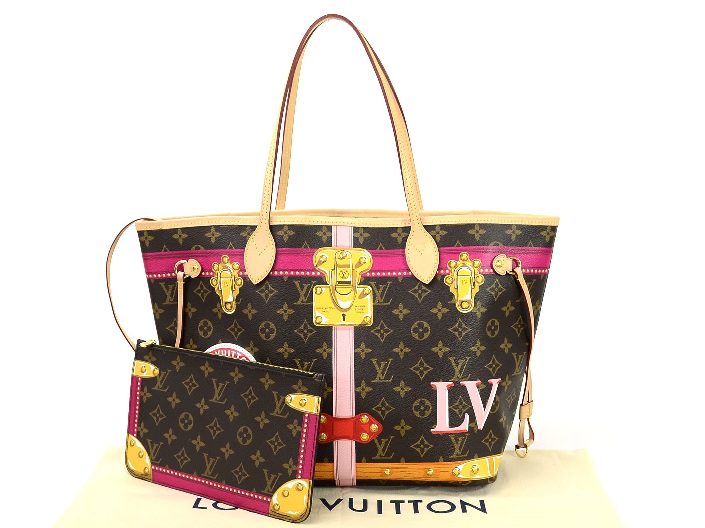 Auth Louis Vuitton Monogram Neverfull MM Summer Trunk Tote Bag M41390 - 97909a | eBay