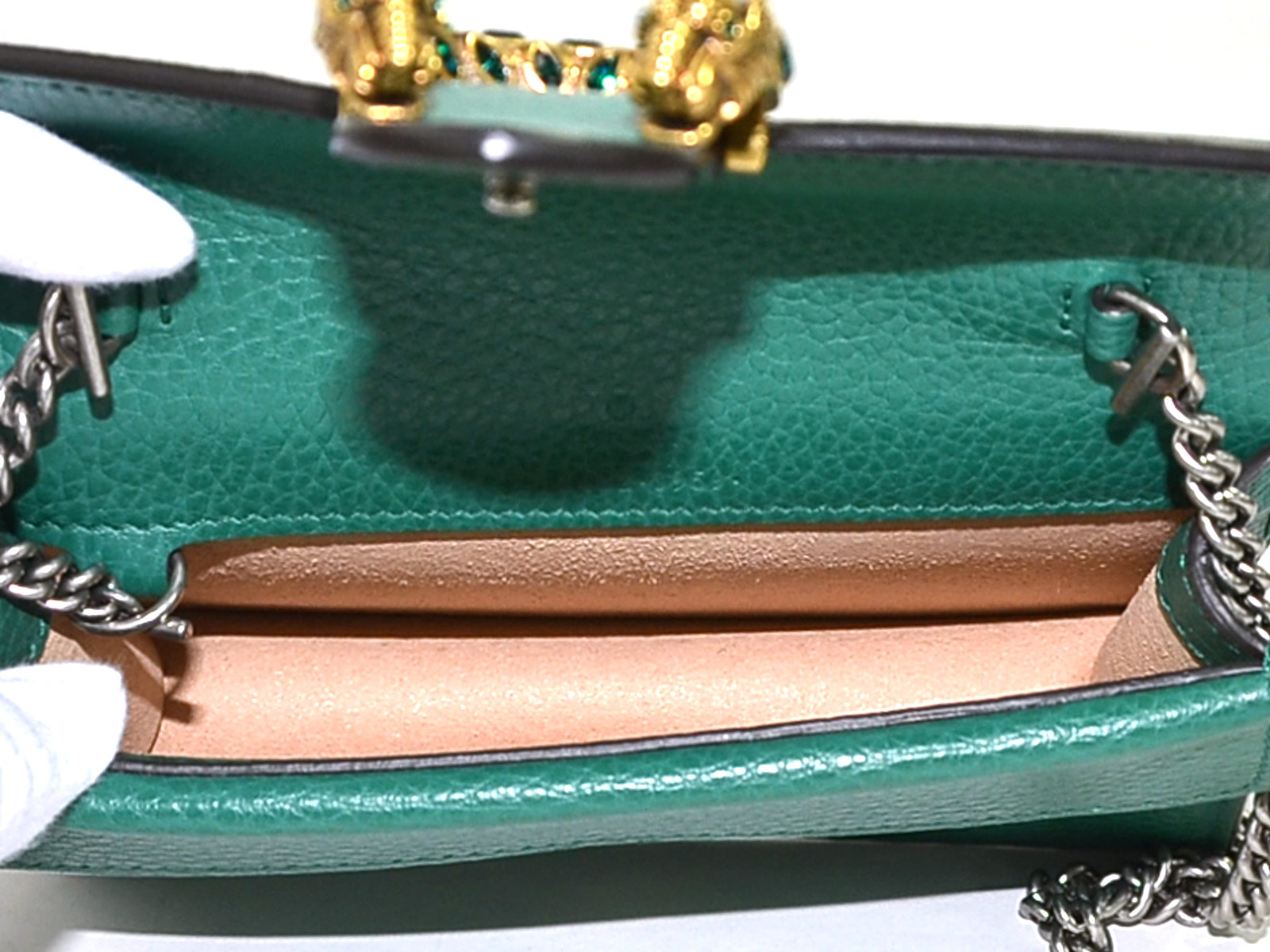 Auth GUCCI Dionysus super mini bag Chain Shoulder Bag Green Leather - 97983b | eBay