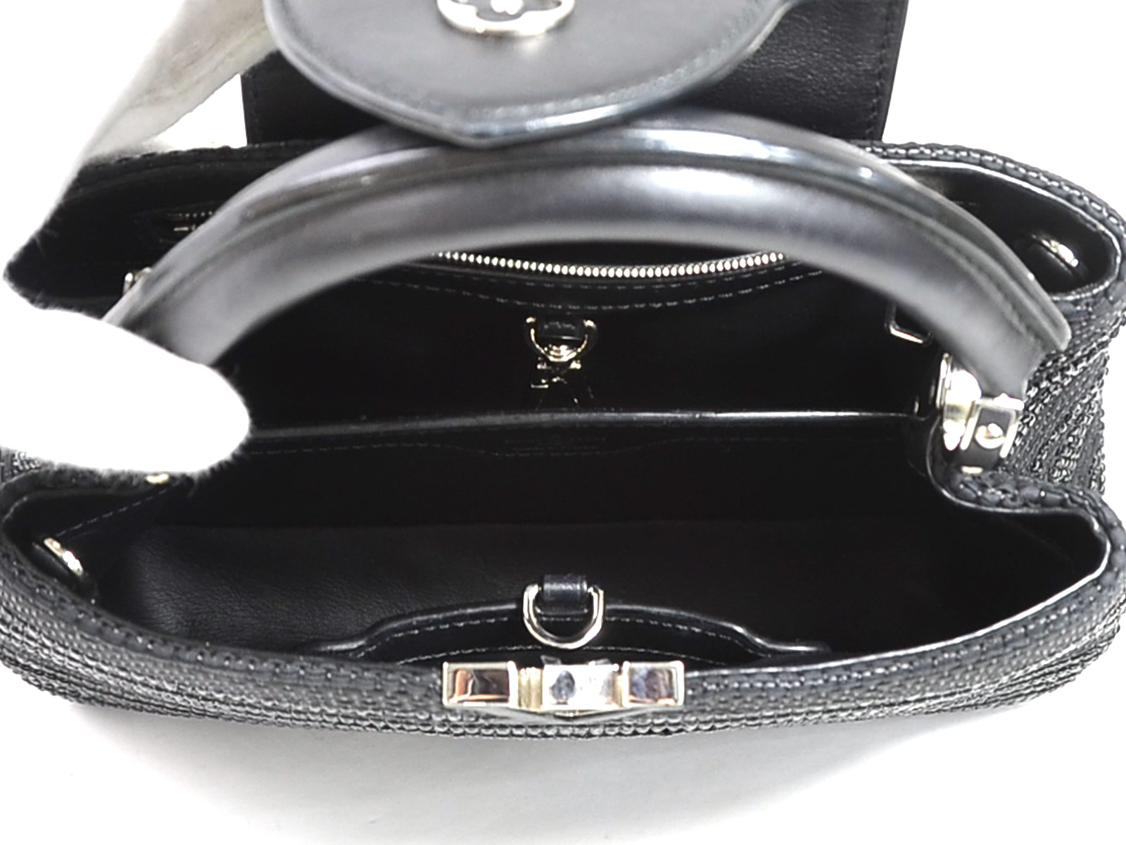 Louis Vuitton Capucines BB Handbag Shoulder Bag Black Cotton/Rhinestones 98154c | eBay
