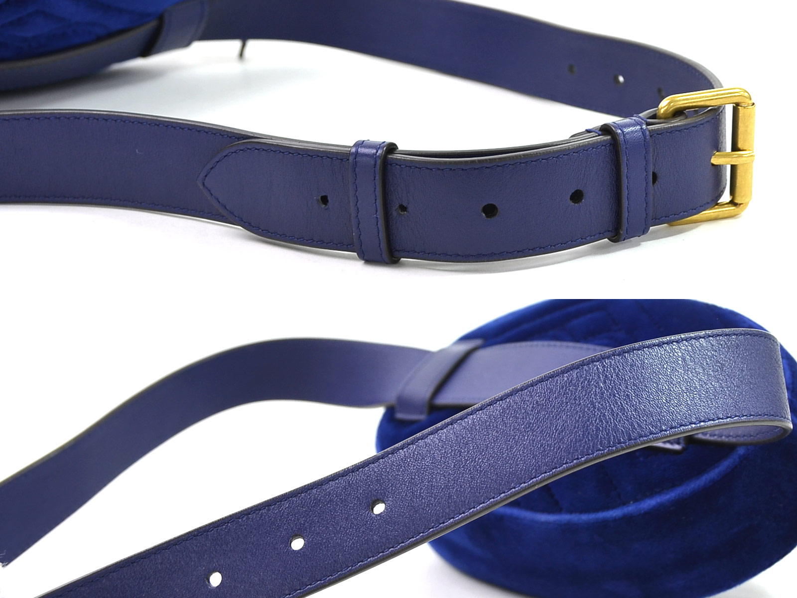 Auth GUCCI GG Marmont Matelasse Belt Bag Bum Bag Blue Velvet/Leather - 98255c | eBay
