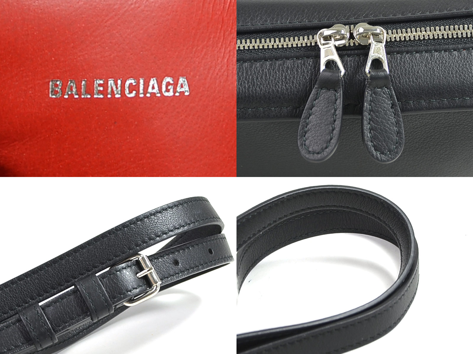 balenciaga black leather triangular grab bag