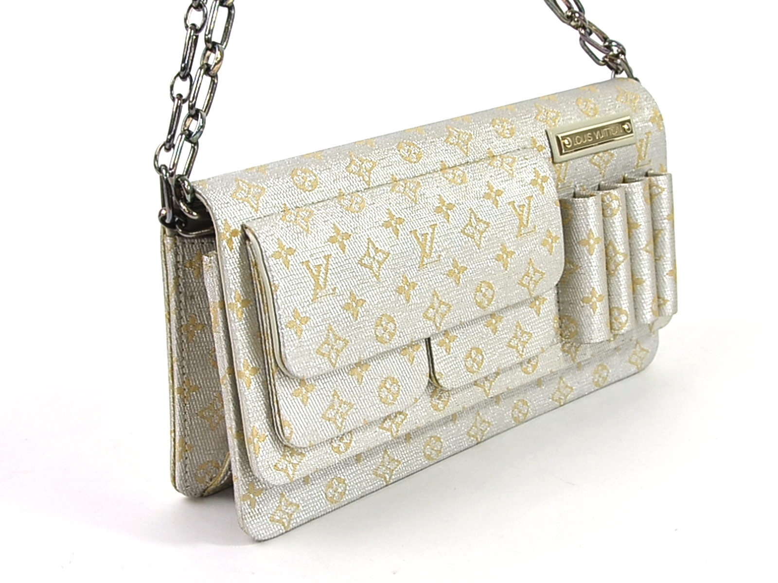 louis vuitton evening bag with gold chain