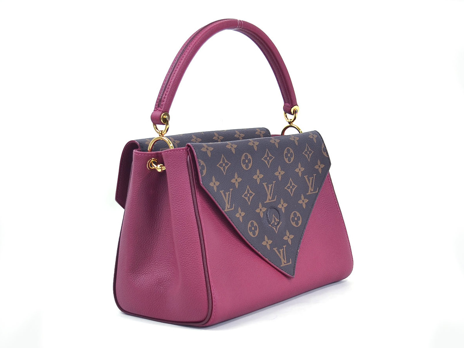 Auth Louis Vuitton Monogram Double V Handbag Ruby Red/Brown M54624 