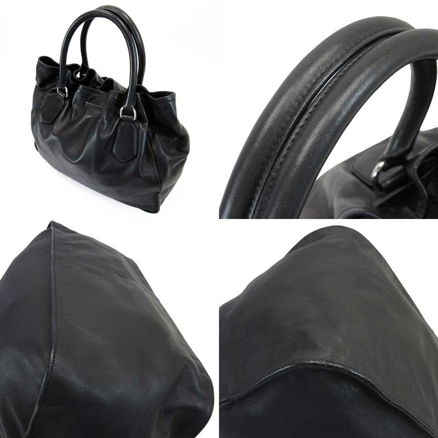 Auth PRADA Drawstring Tassel Handbag Black Leather - a1550 | eBay