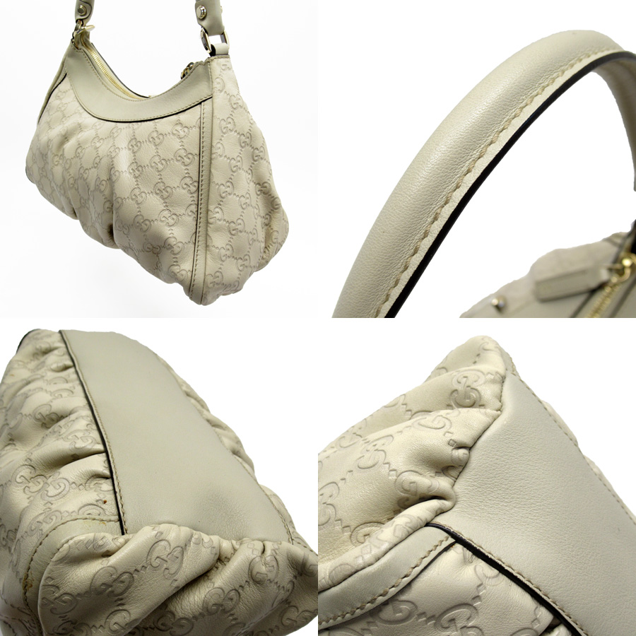 Auth GUCCI Guccissima Handbag Shoulder Bag Off White Leather/Goldtone - a1680 | eBay