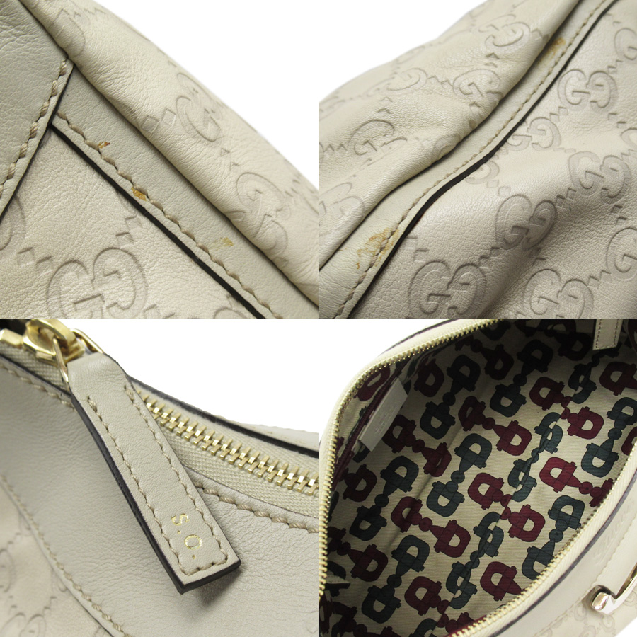Auth GUCCI Guccissima Handbag Shoulder Bag Off White Leather/Goldtone - a1680 | eBay