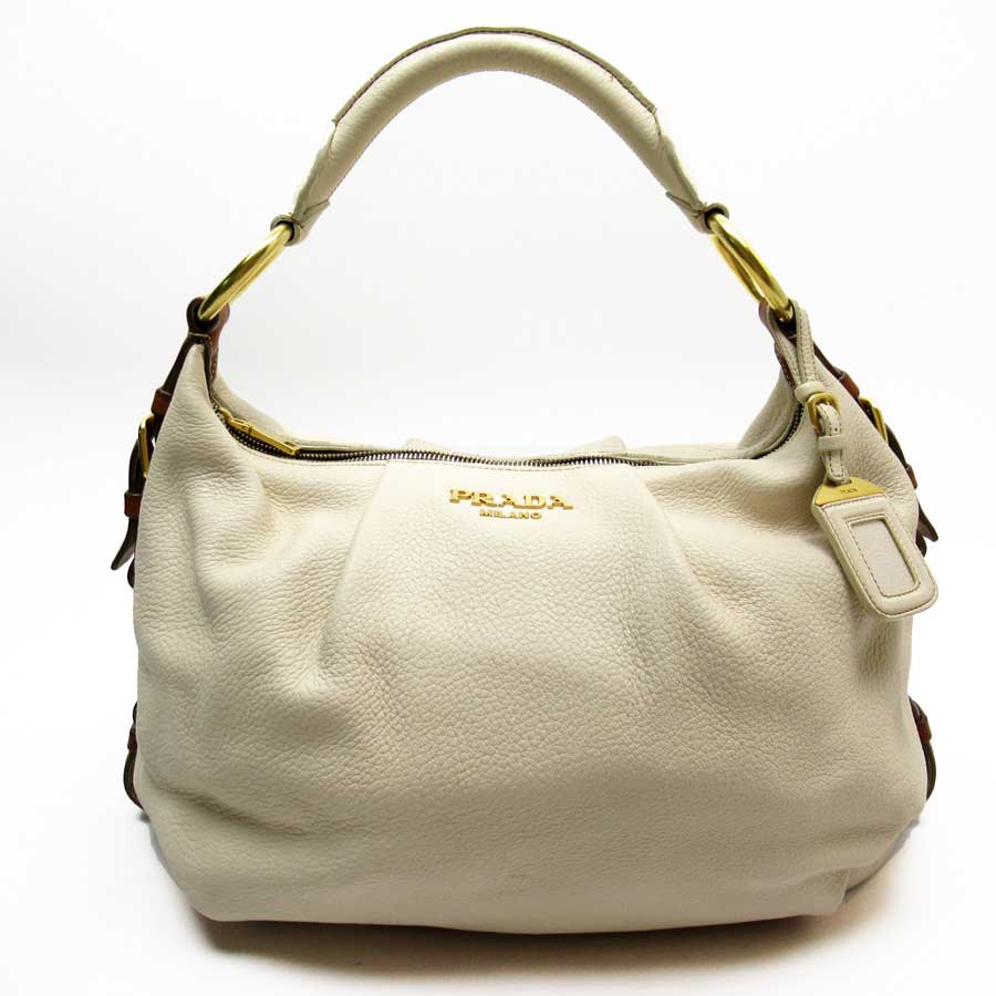 prada white leather shoulder bag