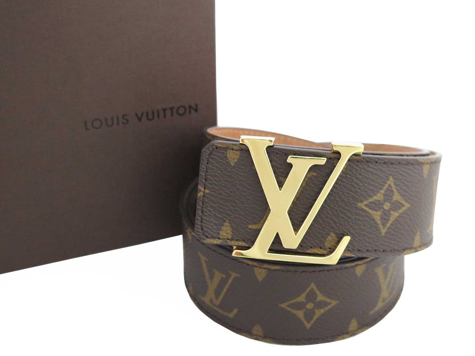 Auth Louis Vuitton Monogram Ceinture Initiales Belt Brown/Goldtone Size95 e32613 | eBay