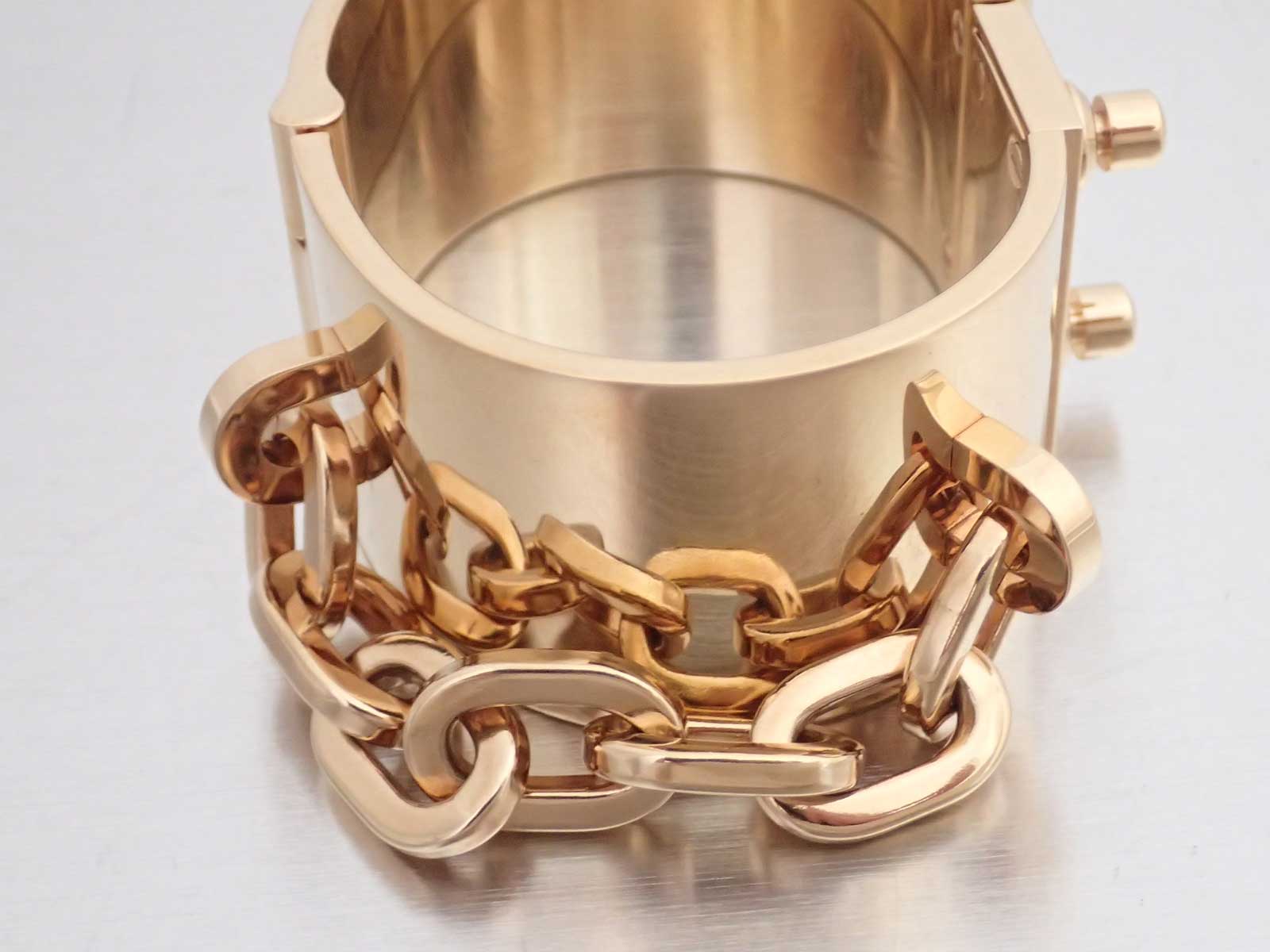 Auth Louis Vuitton Lock Me Manchette Bangle Bracelet Goldtone Metal w/Box e38786 | eBay
