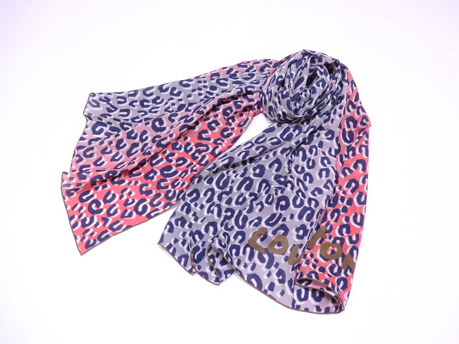 Auth Louis Vuitton Leopard Batik Scarf Shawl Blue/Pink 100% Silk - e39854 | eBay