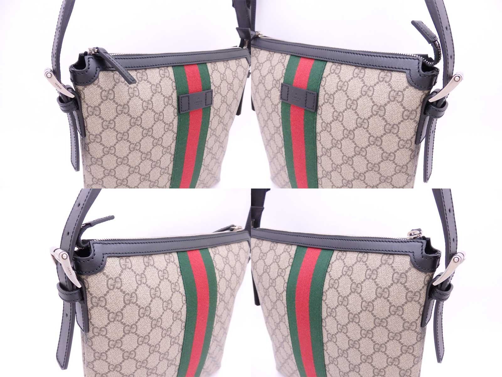 Auth Gucci GG Supreme Web Messenger Shoulder Bag Beige/Black PVC/Leather e40645 | eBay