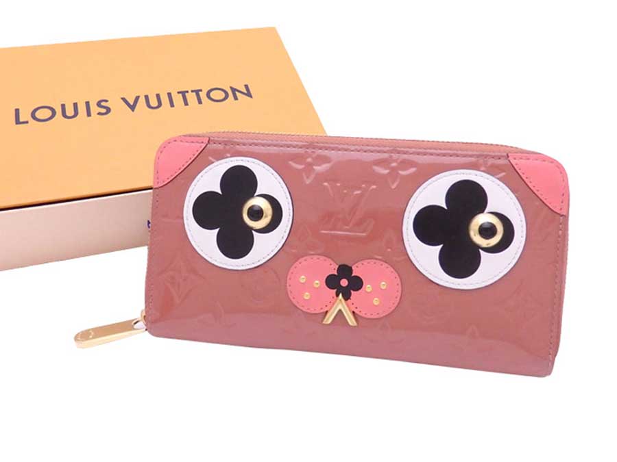 Auth Louis Vuitton Monogram Vernis Dog Zippy Wallet Rose Velours *USED* - e40659 | eBay