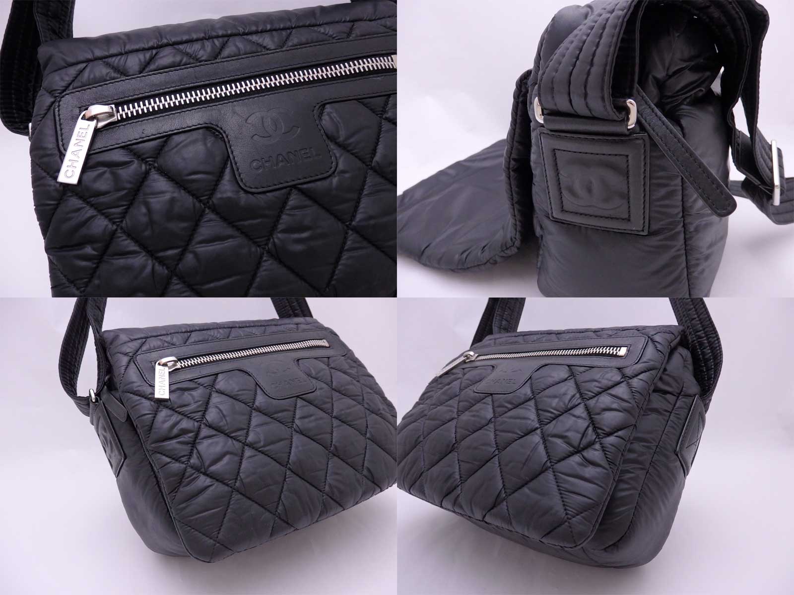 CHANEL Coco Cocoon Small Crossbody Shoulder Bag Black Nylon Jacquard USED e41642 | eBay