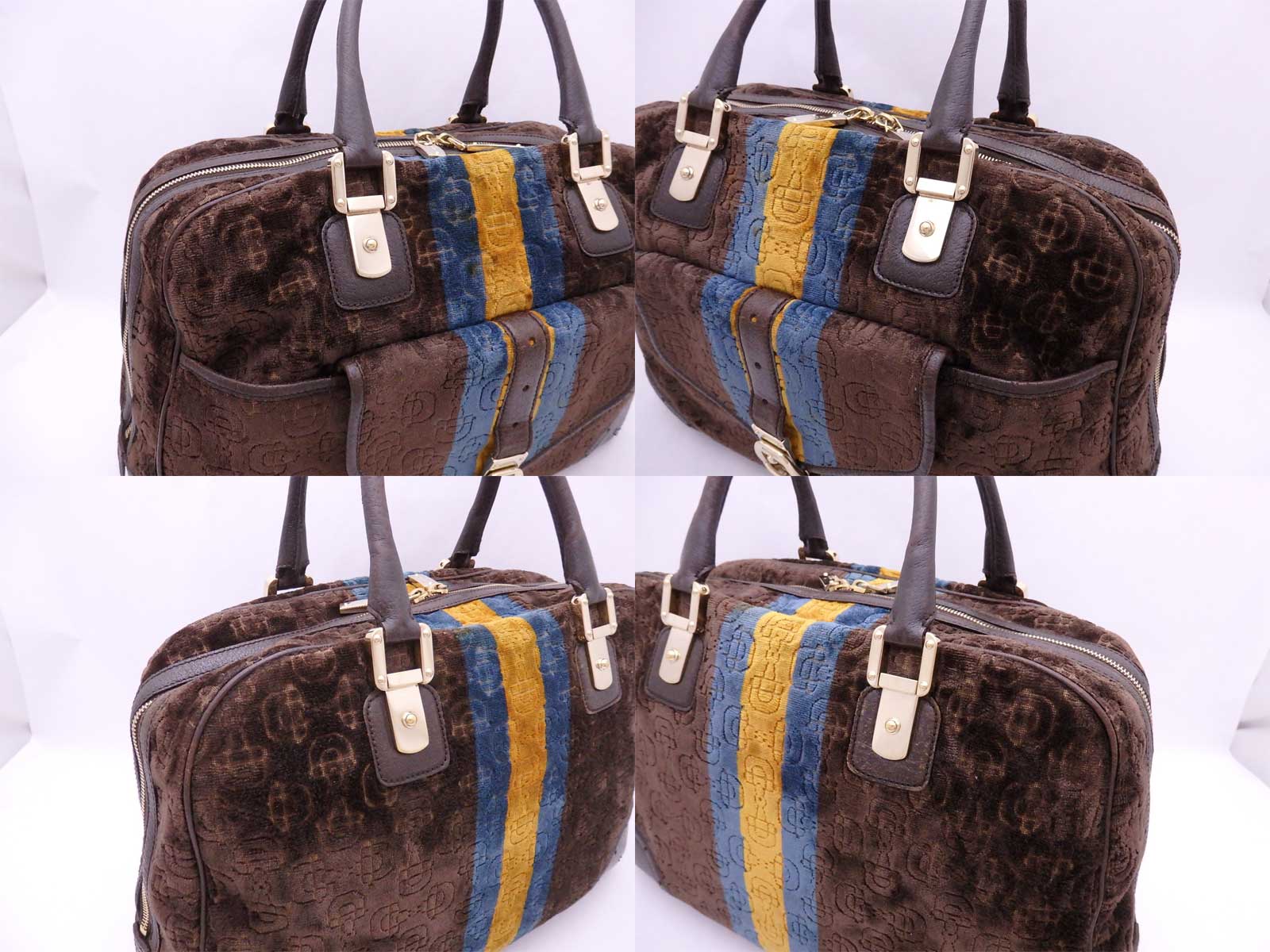 Auth Gucci Shoulder Bag Dark Brown Velour/Leather - e42941 | eBay