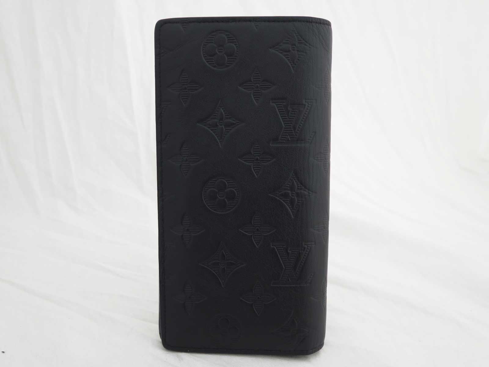 Auth Louis Vuitton Monogram Shadow Portefeuille Brazza Long Wallet Black e43314 | eBay
