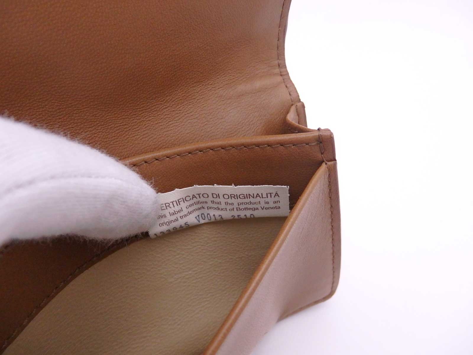 Auth BOTTEGA VENETA Intrecciato Card Case Card Holder Brown Leather 