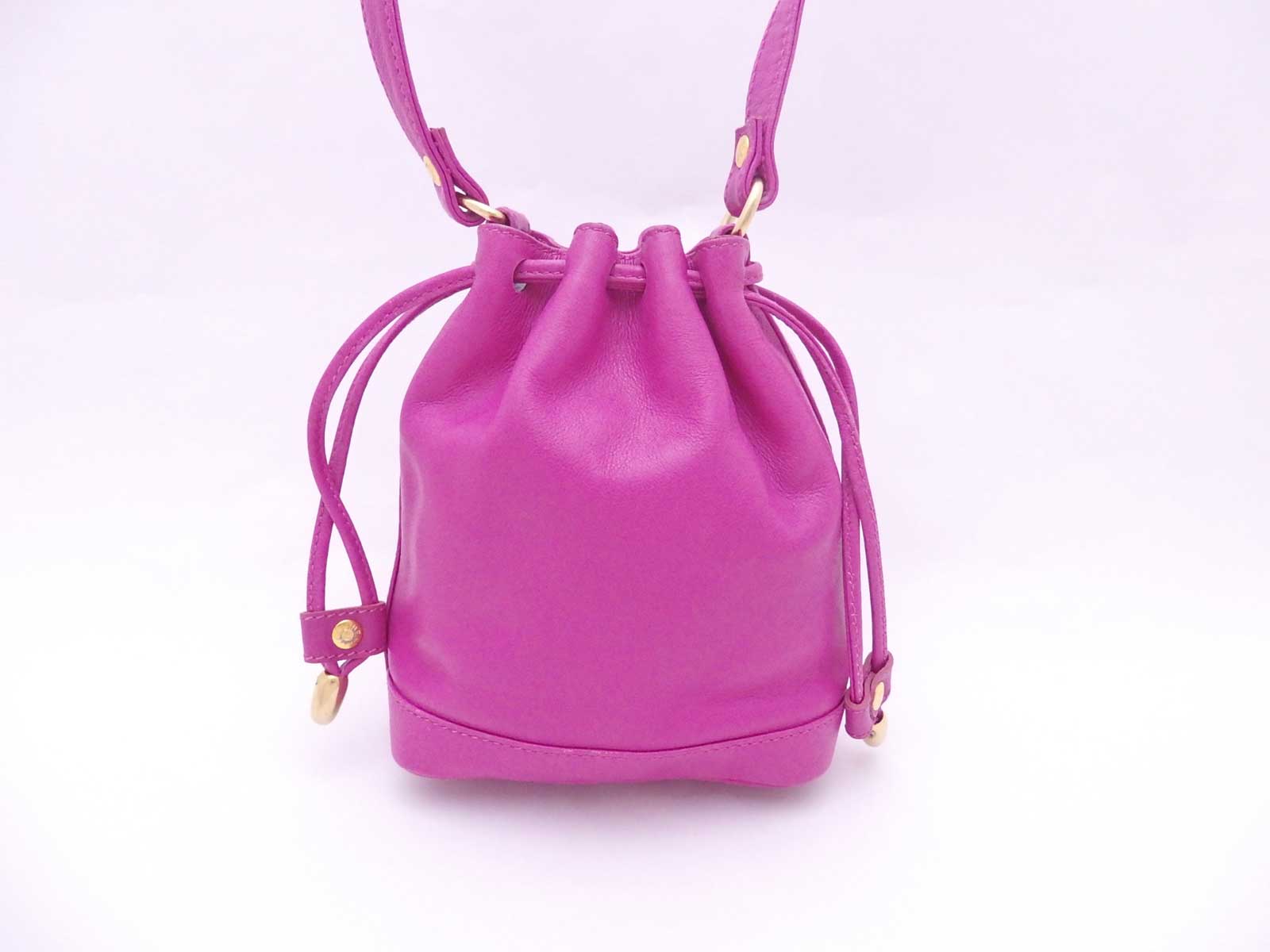 CELINE Small Drawstring Bucket Shoulder Bag Purple Leather/Goldtone - e43950 | eBay
