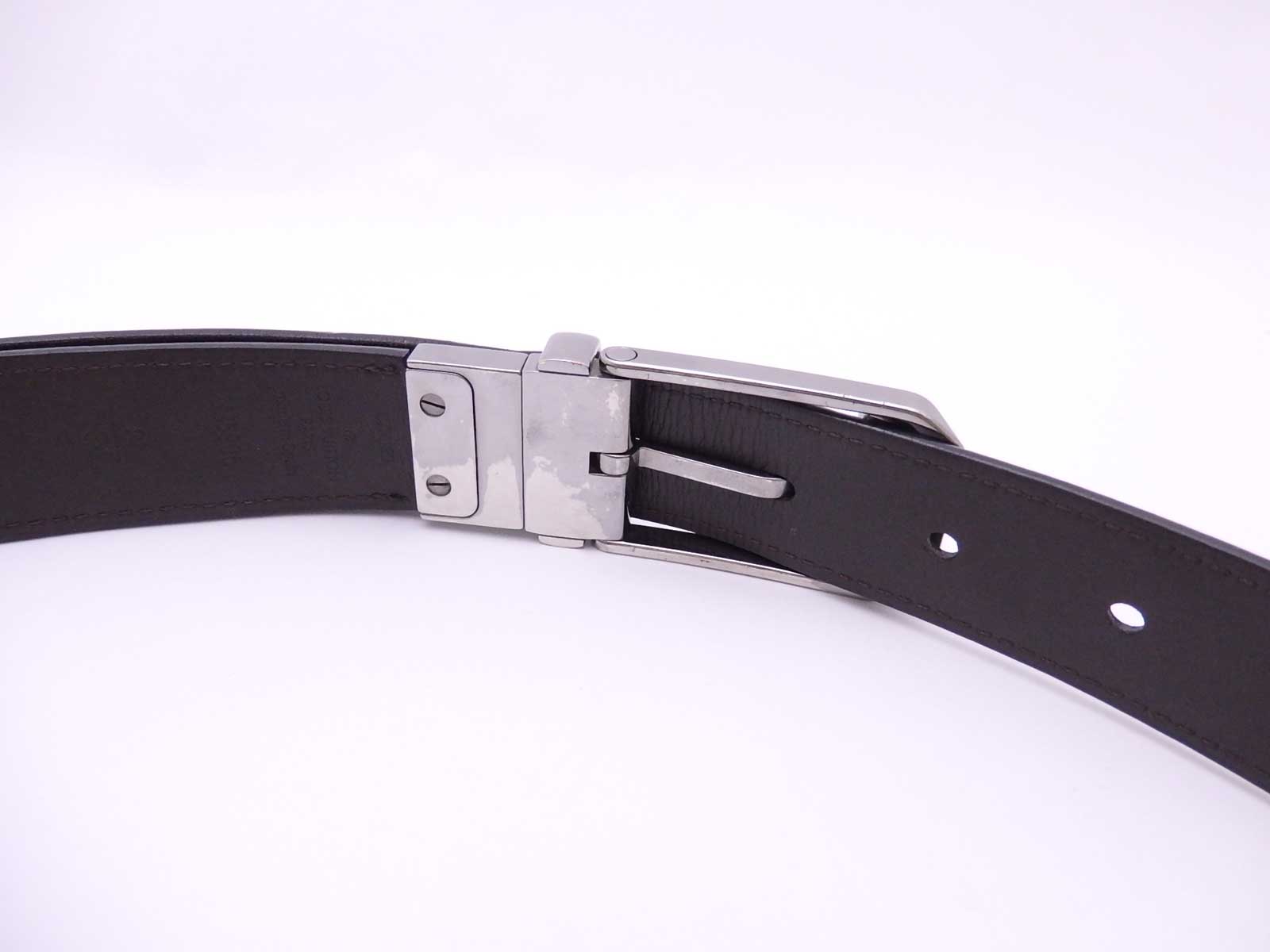 Auth Louis Vuitton Belt Size: 85/34 Black Leather/Silvertone *USED* - e44468e | eBay
