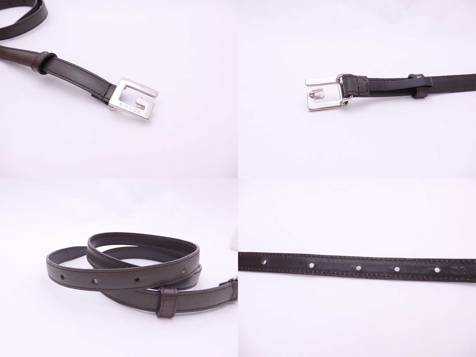 Auth Gucci G Logo Thin Waist Belt Size: 75/30 Brown Leather/Silvertone - e46277a | eBay