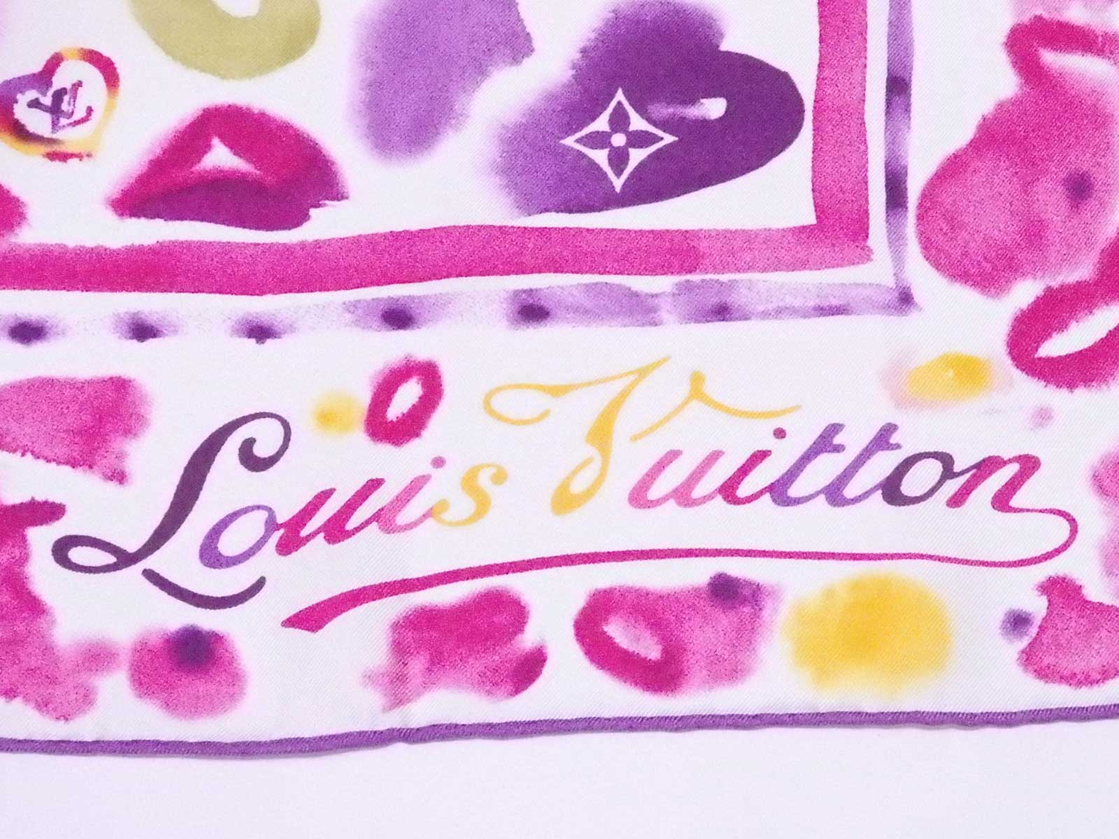 Auth Louis Vuitton Monogram Watercolor Scarf White/Multicolor 100% Silk  e50474f