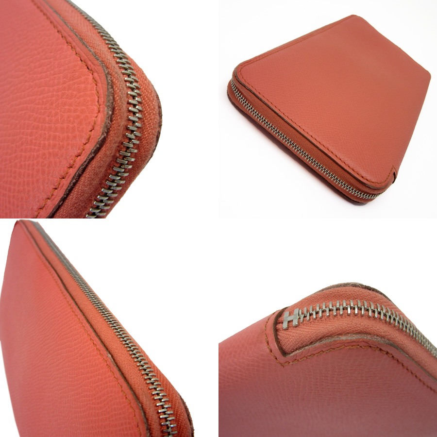 Auth HERMES Azap Long Silk In Zip Around Long Wallet Flamingo Leather - h21461 | eBay