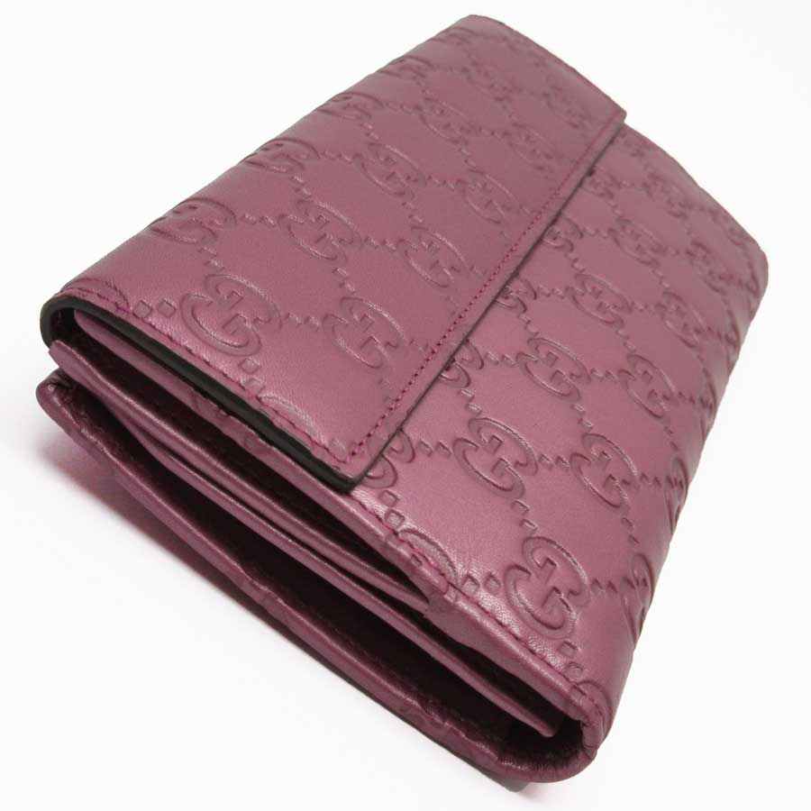 Auth GUCCI Guccissima Heart Continental Wallet Bifold Long Wallet Pink