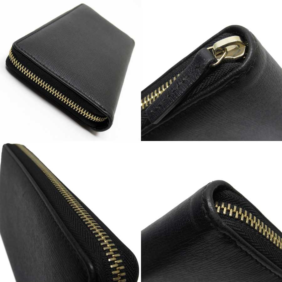 Auth GUCCI Double G Zip Around Long Wallet Black/Gold Leather/Goldtone - h22789 | eBay